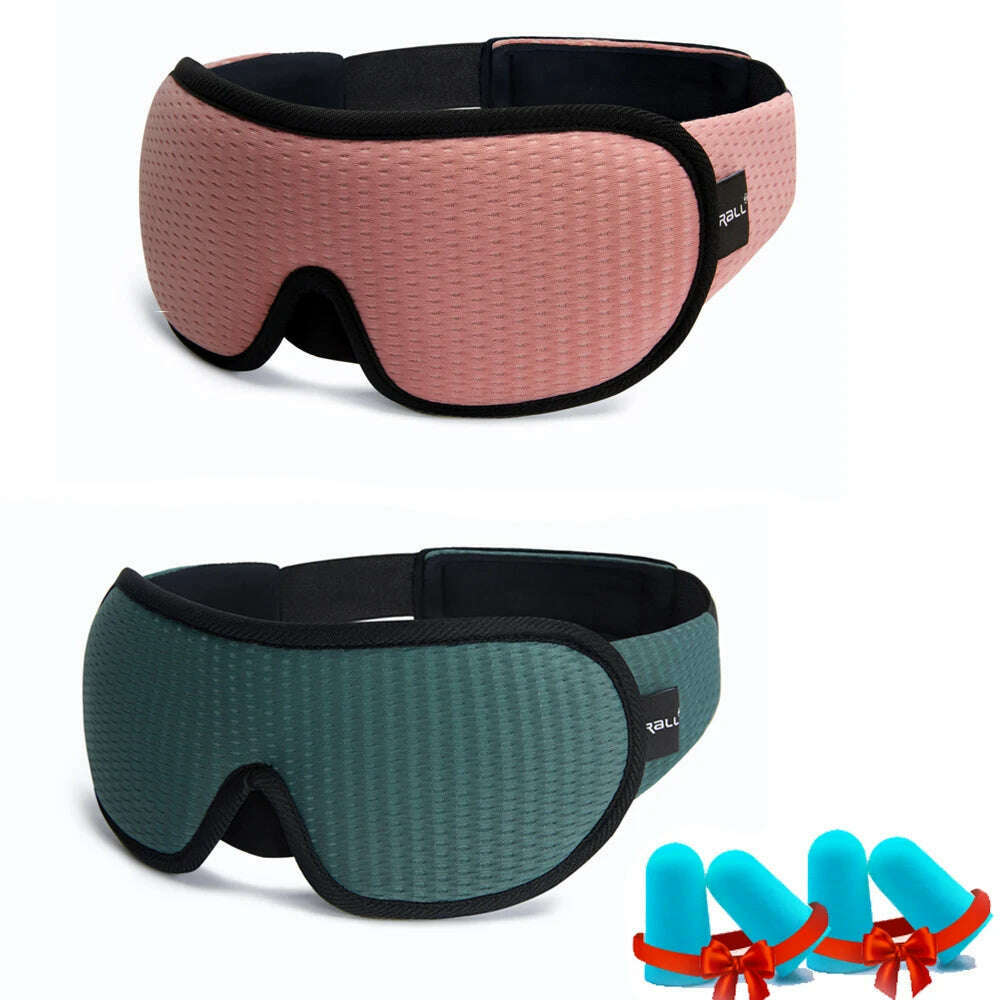 KIMLUD, 3D Sleeping Mask Blocking Light Sleep Eye Mask Memory Foam Eyeshade Soft Padded Slaapmasker EyePatch Travel Sleeping Aid, 2PC-Pink and Green, KIMLUD Womens Clothes