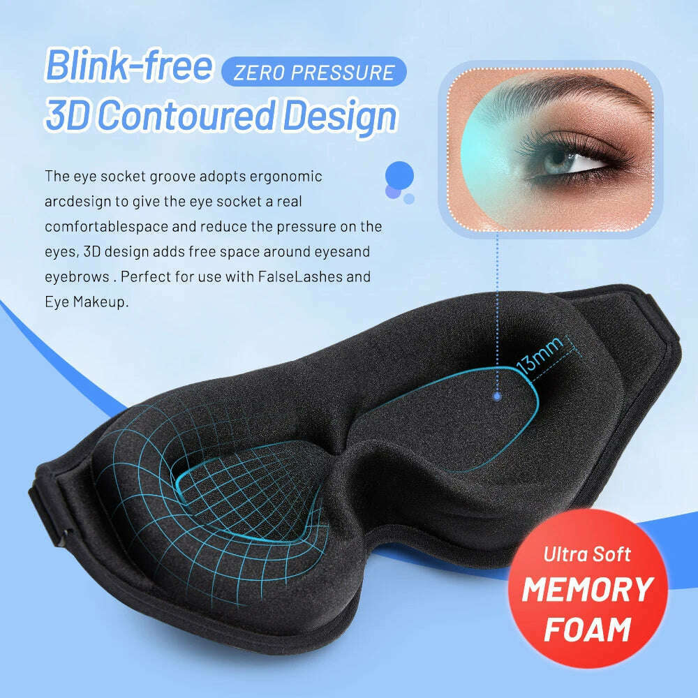 3D Sleeping Mask Eye Mask for Sleep Memory Foam Eye Shade Washable Breathable Eye Patch Portable Blindfold Travel Slaapmasker - KIMLUD