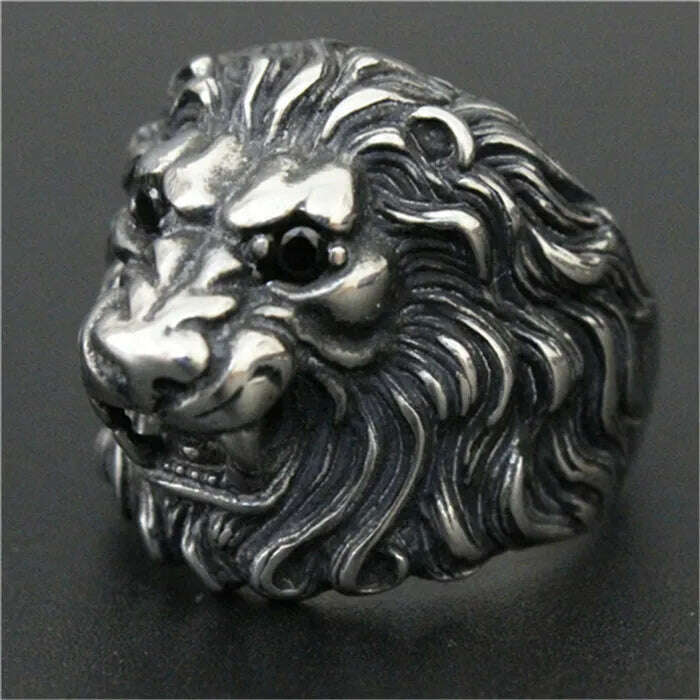 3pc/lot Newest Design Crystal Eyes Lion King Ring 316L Stainless Steel Men Boy Fashion Lion Ring - KIMLUD