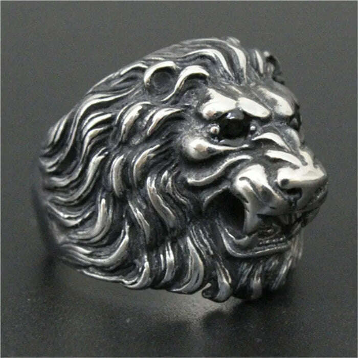 KIMLUD, 3pc/lot Newest Design Crystal Eyes Lion King Ring 316L Stainless Steel Men Boy Fashion Lion Ring, KIMLUD Womens Clothes