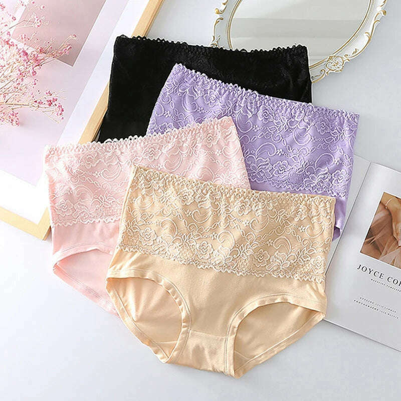 KIMLUD, 3PCS Luxury Woman Lingerie High Waist Seamless Panties Plus Size Briefs Sexy Underware Underwear Women Lace Panties Female M-6XL, KIMLUD Womens Clothes