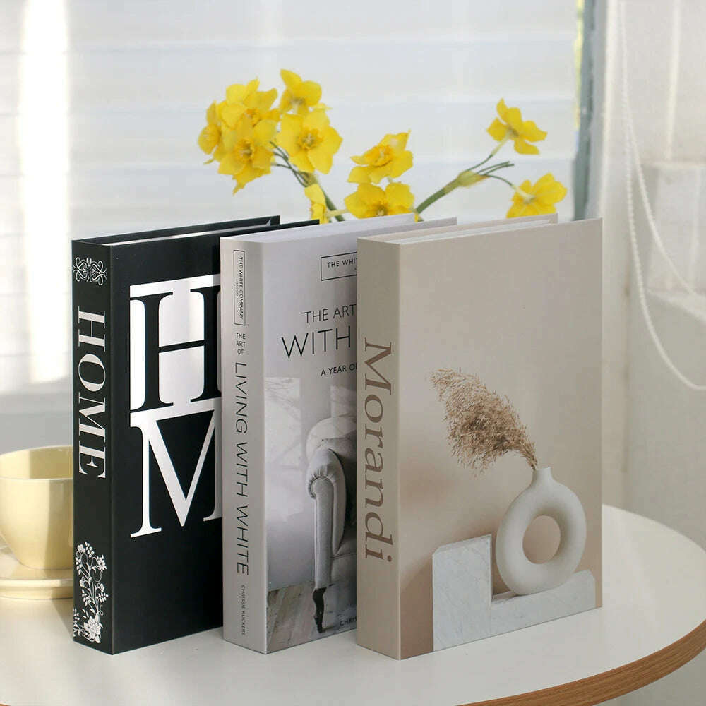 3Pcs/Set Fake Book for Decoration Simple Living Room Faux Books Villa Shelf Room Coffee Table Props Book Ornaments Home Decor - KIMLUD