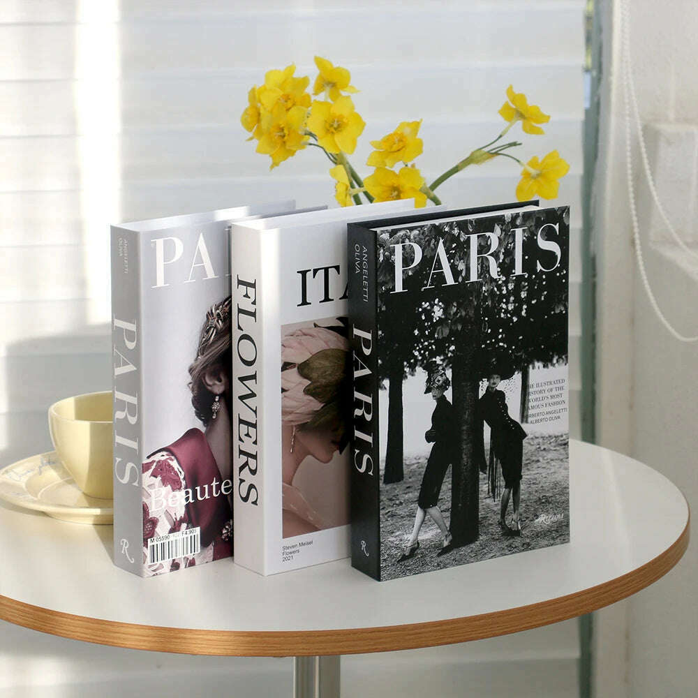 3Pcs/Set Fake Book for Decoration Simple Living Room Faux Books Villa Shelf Room Coffee Table Props Book Ornaments Home Decor - KIMLUD