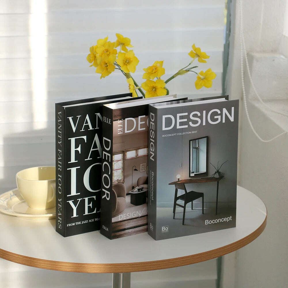 3Pcs/Set Fake Book for Decoration Simple Living Room Faux Books Villa Shelf Room Coffee Table Props Book Ornaments Home Decor - KIMLUD