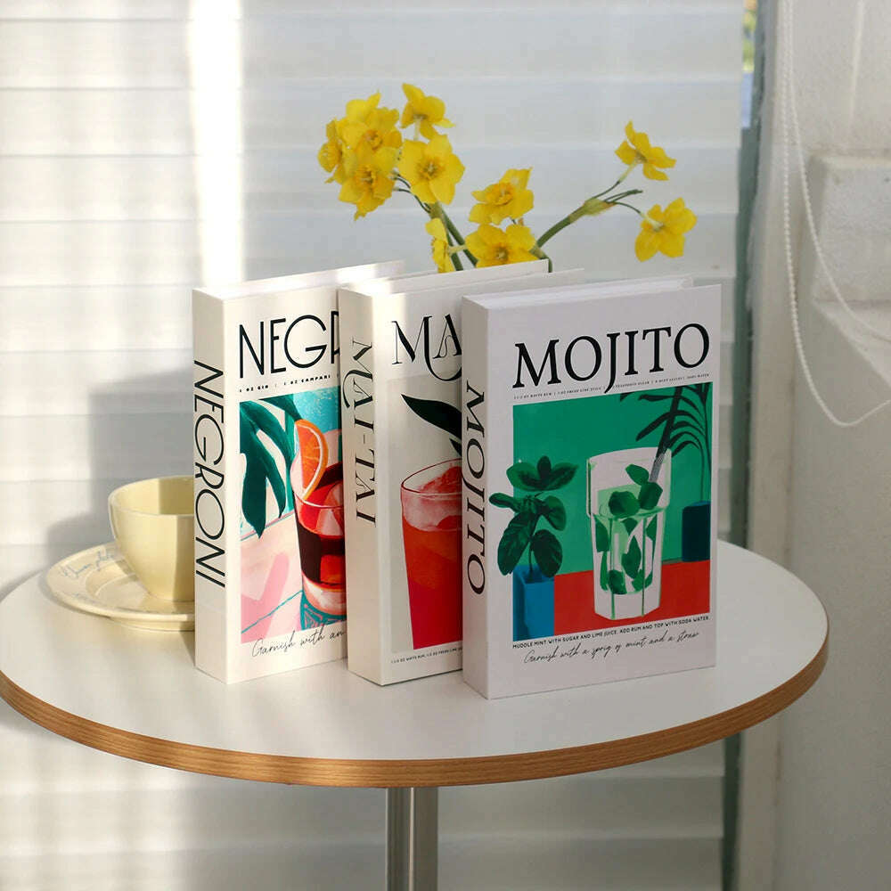 3Pcs/Set Fake Book for Decoration Simple Living Room Faux Books Villa Shelf Room Coffee Table Props Book Ornaments Home Decor - KIMLUD