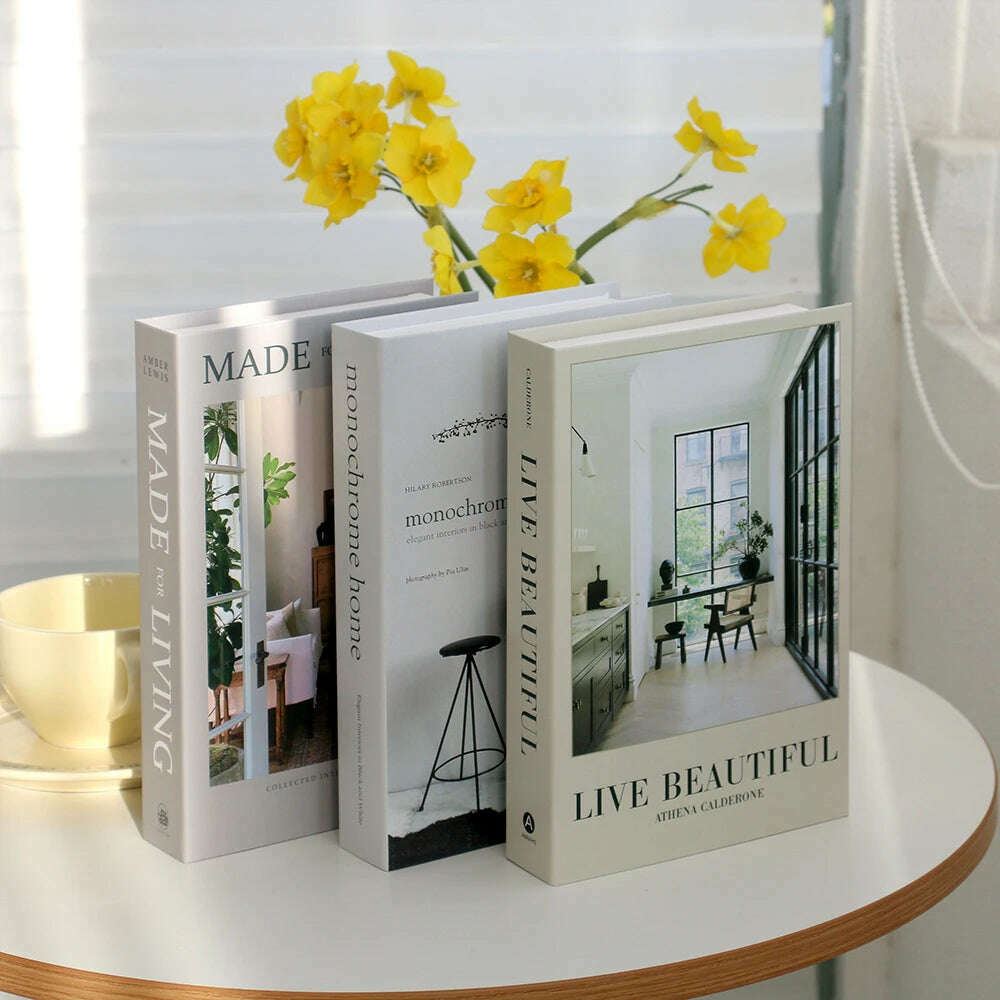 3Pcs/Set Fake Book for Decoration Simple Living Room Faux Books Villa Shelf Room Coffee Table Props Book Ornaments Home Decor - KIMLUD