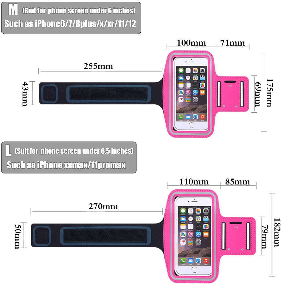 4-6.5 Inch Waterproof Arm Bag Running Bags Men Women Armbands Touch Screen Cell Phone Arms Band Phone Case Sports Accessory - KIMLUD