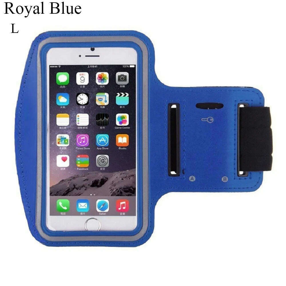 KIMLUD, 4-6.5 Inch Waterproof Arm Bag Running Bags Men Women Armbands Touch Screen Cell Phone Arms Band Phone Case Sports Accessory, L	Royal Blue, KIMLUD APPAREL - Womens Clothes