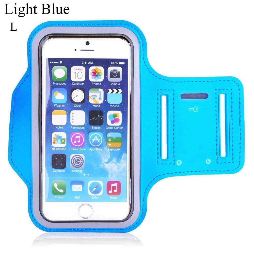 KIMLUD, 4-6.5 Inch Waterproof Arm Bag Running Bags Men Women Armbands Touch Screen Cell Phone Arms Band Phone Case Sports Accessory, L	Light Blue, KIMLUD APPAREL - Womens Clothes