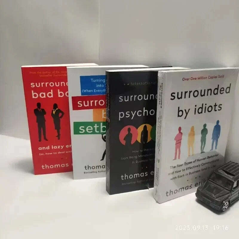 KIMLUD, 4 Books Set By Thomas Erikson Surrounded By Idiots,by Psychopaths,by Setbacks,by Bad Bosses Bestseller Book in English, 4 books, KIMLUD Womens Clothes