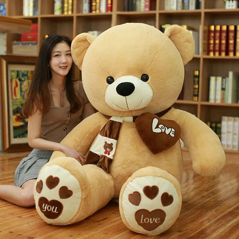 KIMLUD, 4 Colors High Quality 80/100CM Teddy Bear With Scarf Stuffed Animals Bear Plush Toys Teddy Bear Doll Lovers Birthday Baby Gift, KIMLUD Womens Clothes