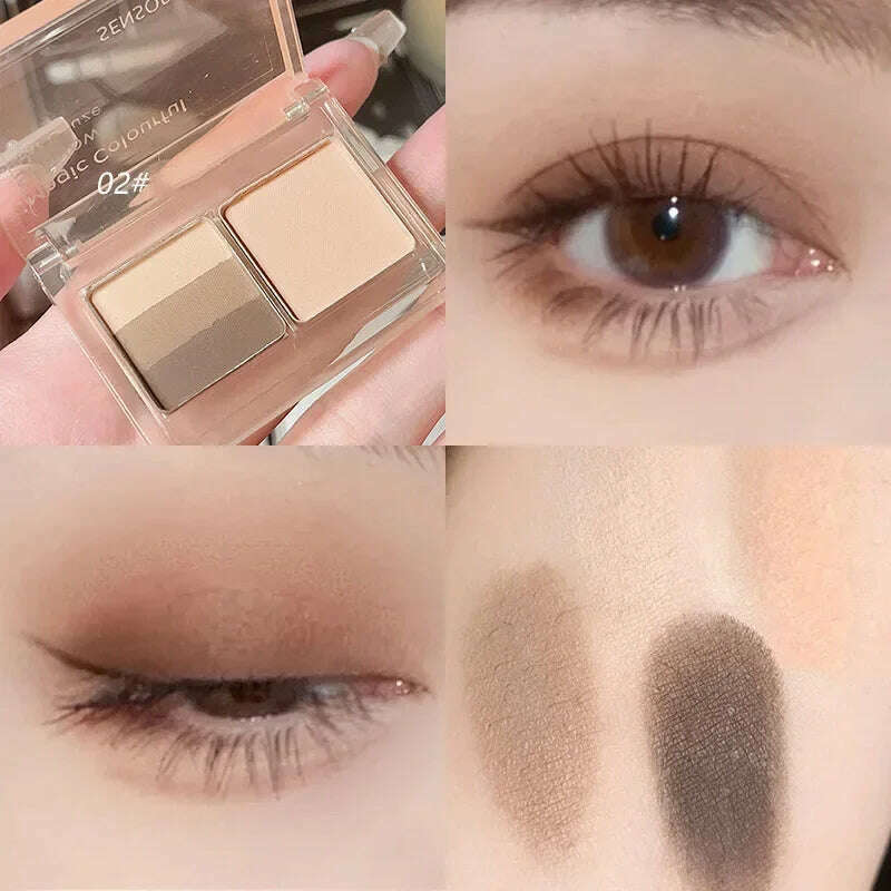 4 Colors Mini Eyeshadow Palette Pink Blush Natural Matte Eye Shadow Palette Long Lasting Korean Contour Powder Pigment Makeup - KIMLUD