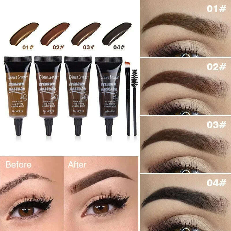 4 Colors Natural Liquid Dyeing Eyebrow Cream Set Waterproof Long Lasting Black Brown Tint Eyebrow Mascara Eyebrows Paint Makeup - KIMLUD