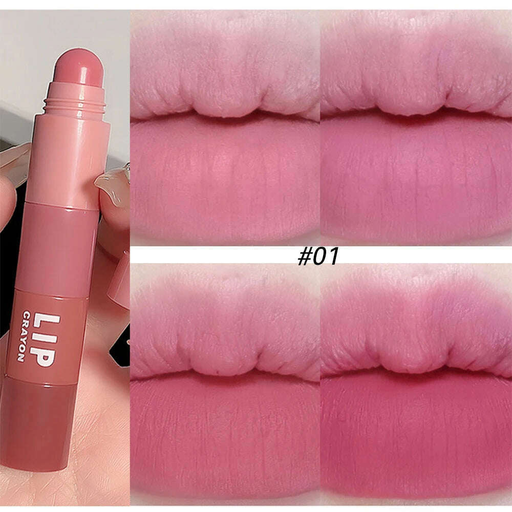 KIMLUD, 4 In 1 Nude Matte Lipstick Pencil Kit Velvet Sexy Red Lip Tint Non-stick Cup Multicolour Lipstick Pen Makeup Lips Cosmetic Set, 01, KIMLUD Womens Clothes