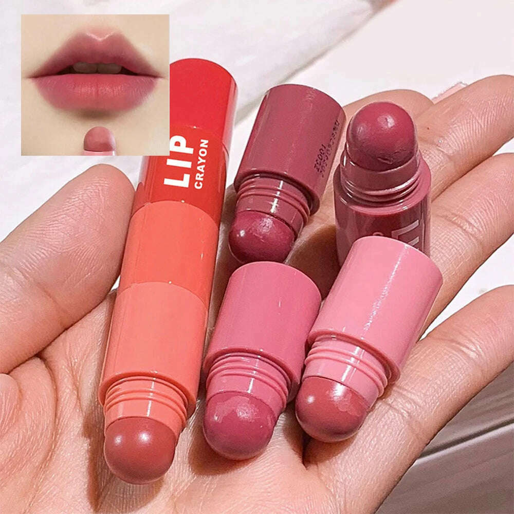 KIMLUD, 4 In 1 Nude Matte Lipstick Pencil Kit Velvet Sexy Red Lip Tint Non-stick Cup Multicolour Lipstick Pen Makeup Lips Cosmetic Set, KIMLUD Womens Clothes