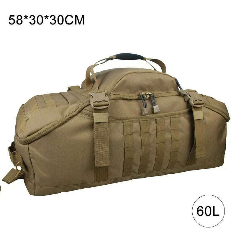 KIMLUD, 40L 60L 80L Travel Duffel Bag Military Tactical Backpack with Adjustable Strap Weekender Bag for Men Women Waterproof Gym Bags, 60L TAN / CHINA, KIMLUD APPAREL - Womens Clothes