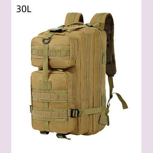 KIMLUD, 45L Tactical 3P Backpack Bag 30L 3 Days Outdoor Backpack Waterproof Climbing Rucksack Camping Hiking Bag Mochila, 30L Khaki, KIMLUD APPAREL - Womens Clothes