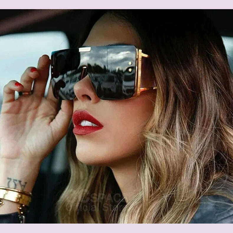 KIMLUD, 46588 Oversized Luxury Brand Sunglasses Retro Men Women Fashion One Lens Shades Uv400 Vintage Glasses, KIMLUD Womens Clothes