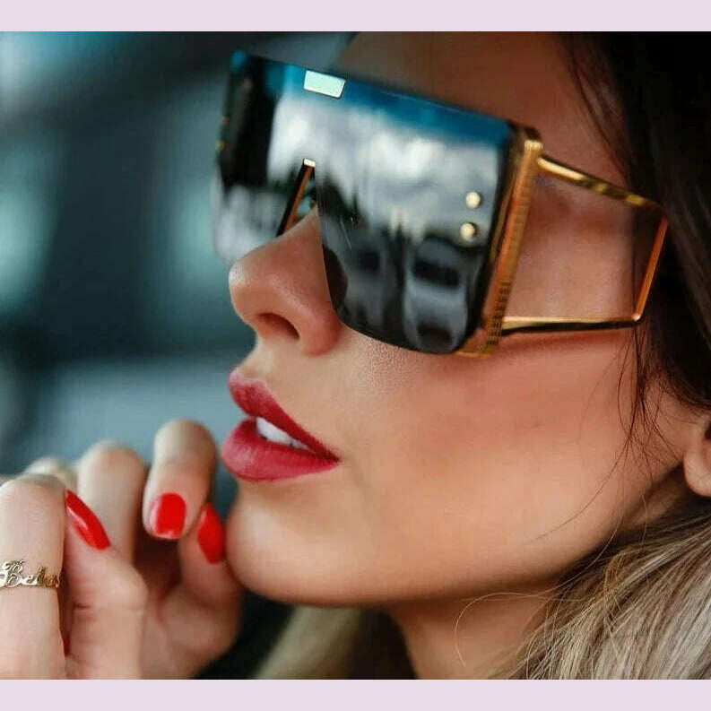 KIMLUD, 46588 Oversized Luxury Brand Sunglasses Retro Men Women Fashion One Lens Shades Uv400 Vintage Glasses, KIMLUD Womens Clothes