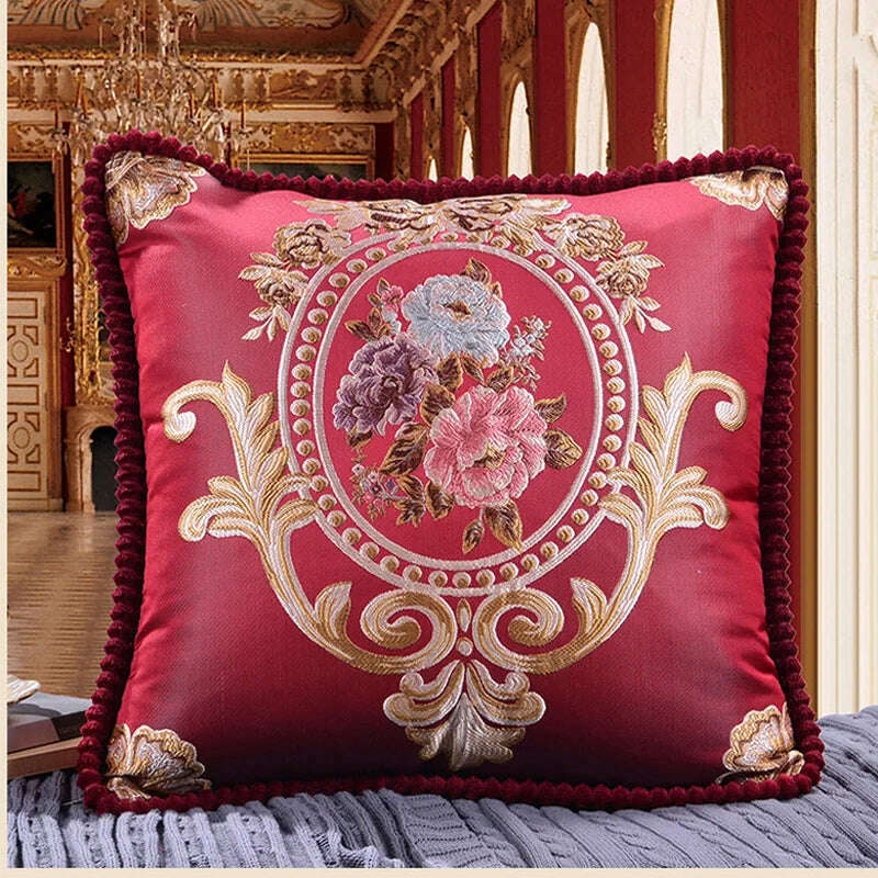 KIMLUD, 48x48cm American Europe Cushion Cover Pillowcase Back Home Sofa Pillow Case Decorative Car Cushion Covers Throw Pillow Case, Red / 18.9x18.9inch, KIMLUD Womens Clothes