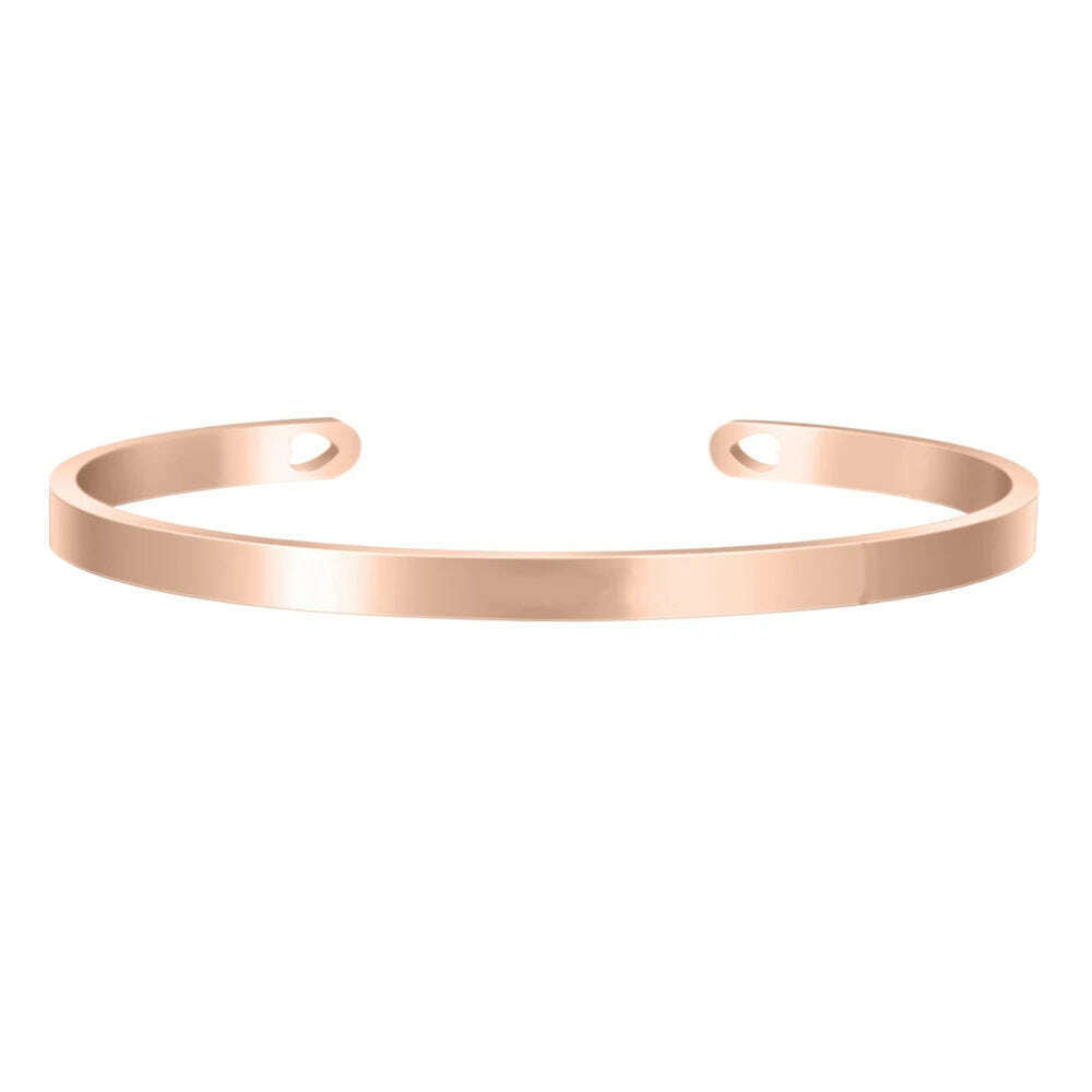 4mm 6mm Heart Bracelet Custom Names Bangles Silver Gold Rosegold - KIMLUD