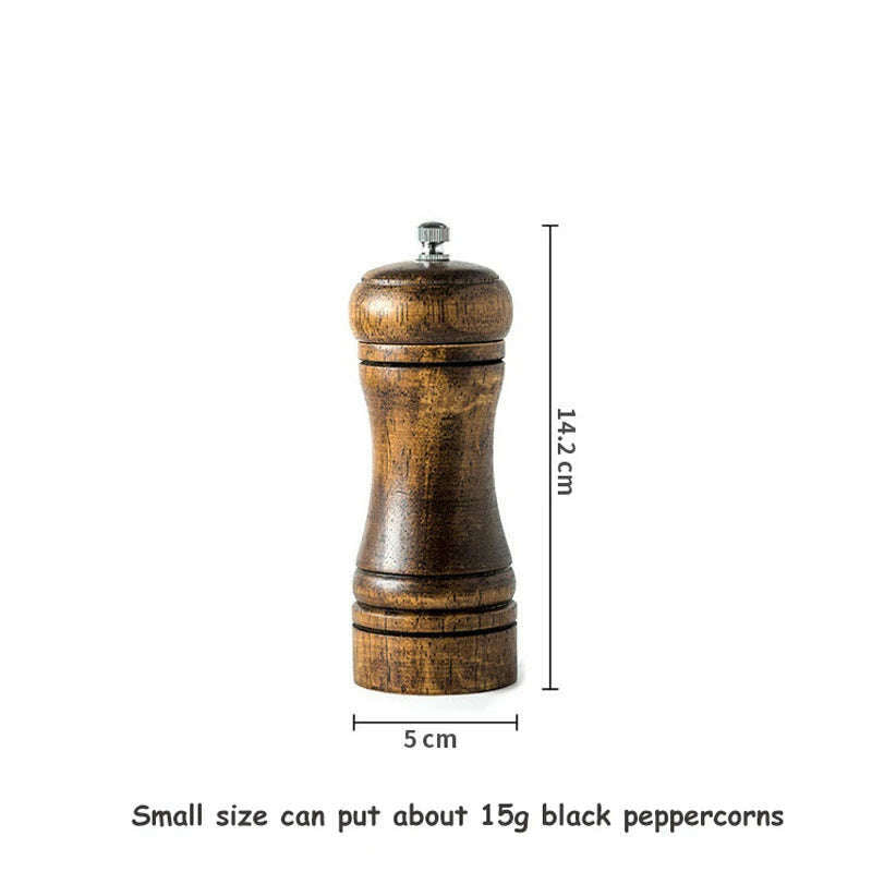 KIMLUD, 5" 8" 10"  Salt and Pepper Grinder, Solid Wood Spice Pepper Mill with Strong Adjustable Ceramic Grinder Kitchen Cooking Tools, 5 inch, KIMLUD APPAREL - Womens Clothes