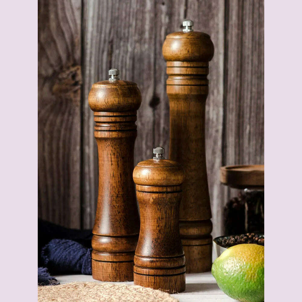 KIMLUD, 5" 8" 10"  Salt and Pepper Grinder, Solid Wood Spice Pepper Mill with Strong Adjustable Ceramic Grinder Kitchen Cooking Tools, KIMLUD Womens Clothes