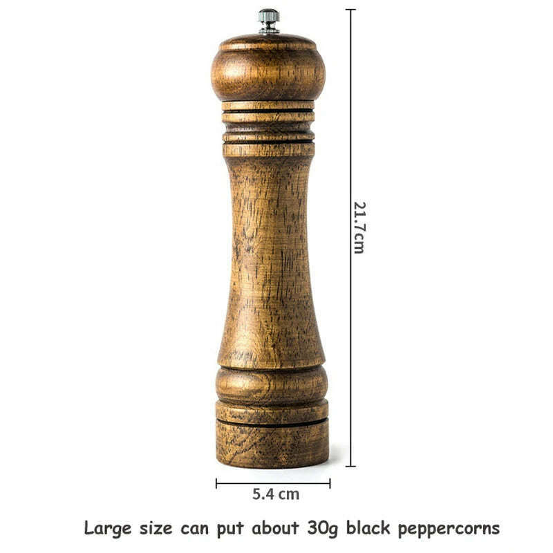 KIMLUD, 5" 8" 10"  Salt and Pepper Grinder, Solid Wood Spice Pepper Mill with Strong Adjustable Ceramic Grinder Kitchen Cooking Tools, 8 inch, KIMLUD APPAREL - Womens Clothes