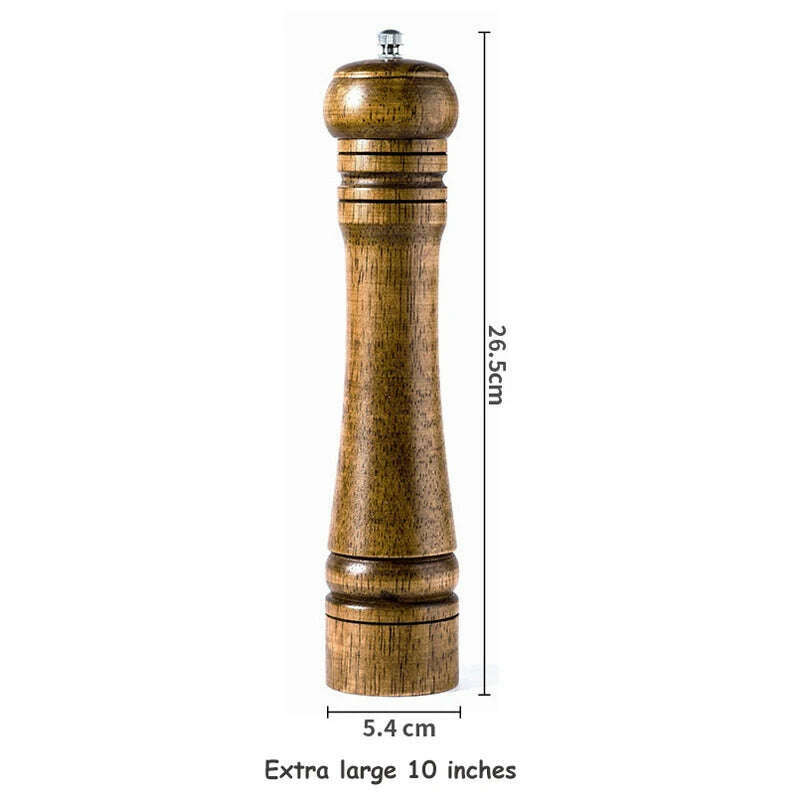 KIMLUD, 5" 8" 10"  Salt and Pepper Grinder, Solid Wood Spice Pepper Mill with Strong Adjustable Ceramic Grinder Kitchen Cooking Tools, 10 inch, KIMLUD APPAREL - Womens Clothes