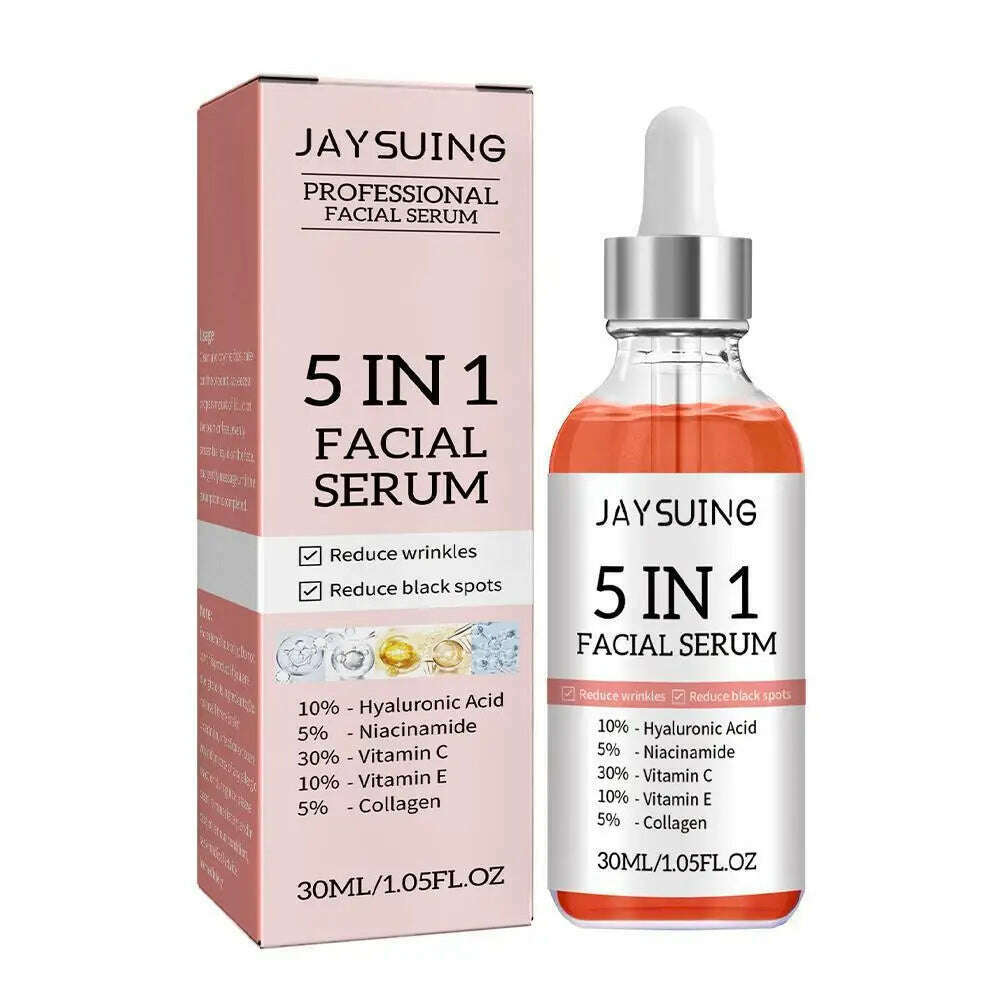 KIMLUD, 5 In 1 Fade fine lines Firming Face Serum Moisturizing brightning Vitamin C Hyaluronic Acid Facial Serum Shrink Pores Skin Care, serum 30ml, KIMLUD APPAREL - Womens Clothes