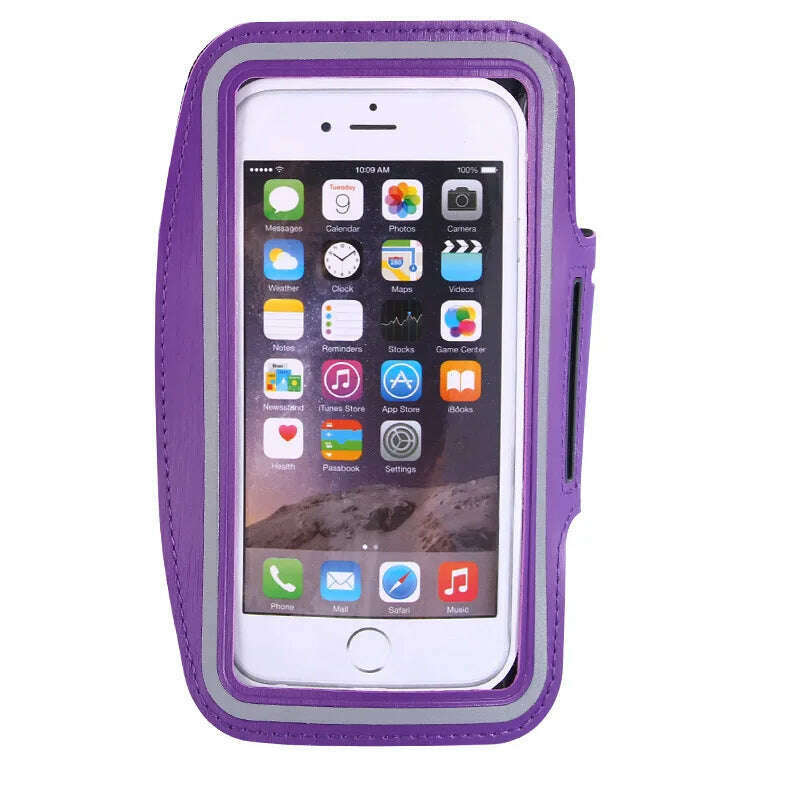 KIMLUD, 5 Inch Mobile Phone Armband Outdoor Sports Smartphone Holder Gym Running Phone Bag Arm Band Cases for Samsung for IPhone Holder, PURPLE, KIMLUD APPAREL - Womens Clothes