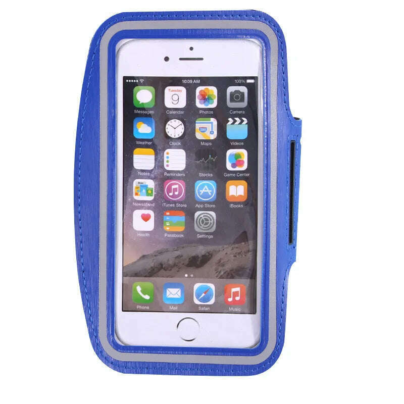 KIMLUD, 5 Inch Mobile Phone Armband Outdoor Sports Smartphone Holder Gym Running Phone Bag Arm Band Cases for Samsung for IPhone Holder, Blue, KIMLUD APPAREL - Womens Clothes