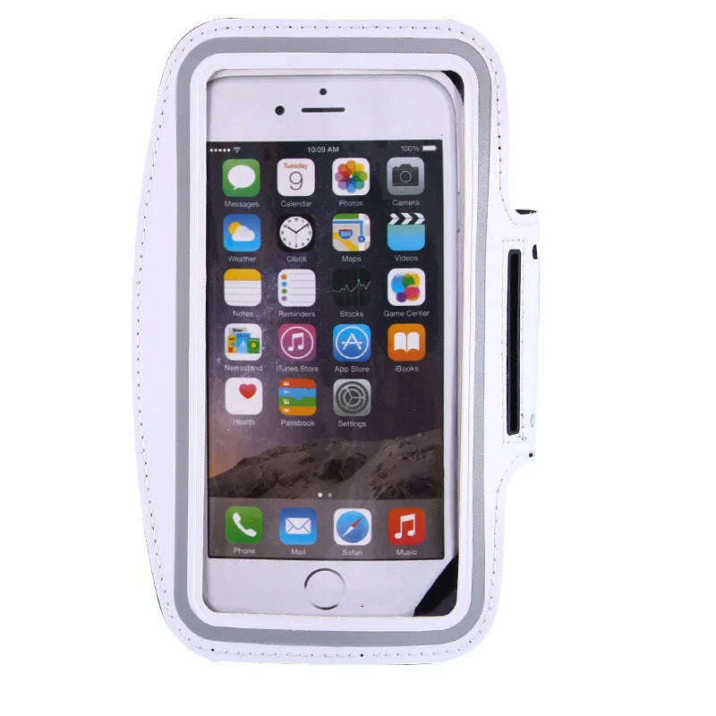 KIMLUD, 5 Inch Mobile Phone Armband Outdoor Sports Smartphone Holder Gym Running Phone Bag Arm Band Cases for Samsung for IPhone Holder, WHITE, KIMLUD APPAREL - Womens Clothes