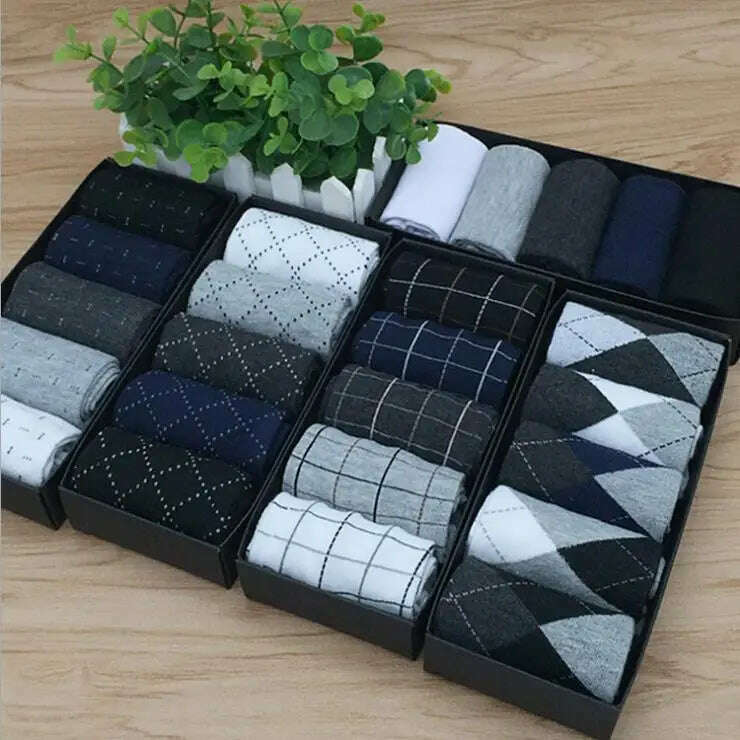 KIMLUD, 5 Pairs/lot Dress Men's Sock Solid Color Deodorant Cotton Men's Business Socks Cotton Socks Free Shipping No Gift Box WZ055, KIMLUD Womens Clothes