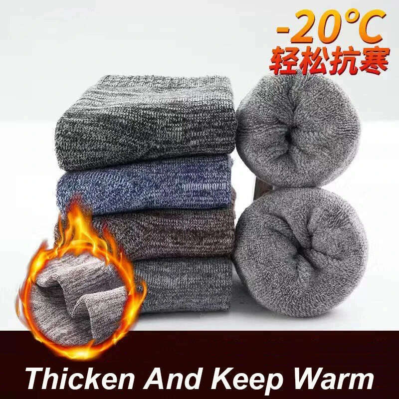 KIMLUD, 5 Pairs/Lot Men's Winter Thickened Socks High Quality Medium Tube Plush Warm Terry Socks  Solid Color Deodorant Soft Towel Socks, KIMLUD Womens Clothes