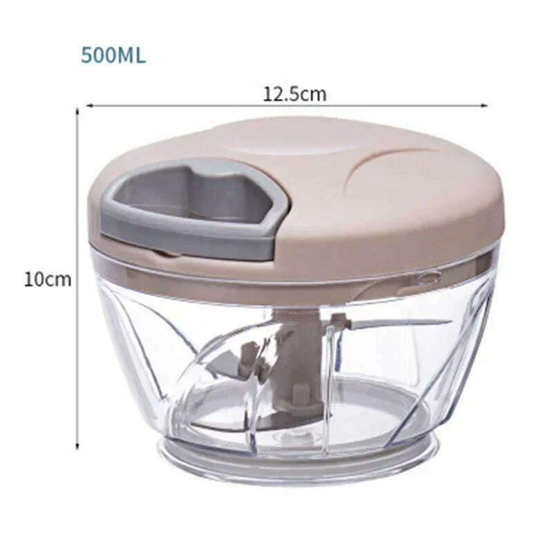 KIMLUD, 500/900ML Garlic Chopper Manual Rotate Vegetable Cutter Chopper Slicer Fruit Garlic Crusher Kitchen Gadget Blenders Meat Grinder, Pink 500ml, KIMLUD APPAREL - Womens Clothes