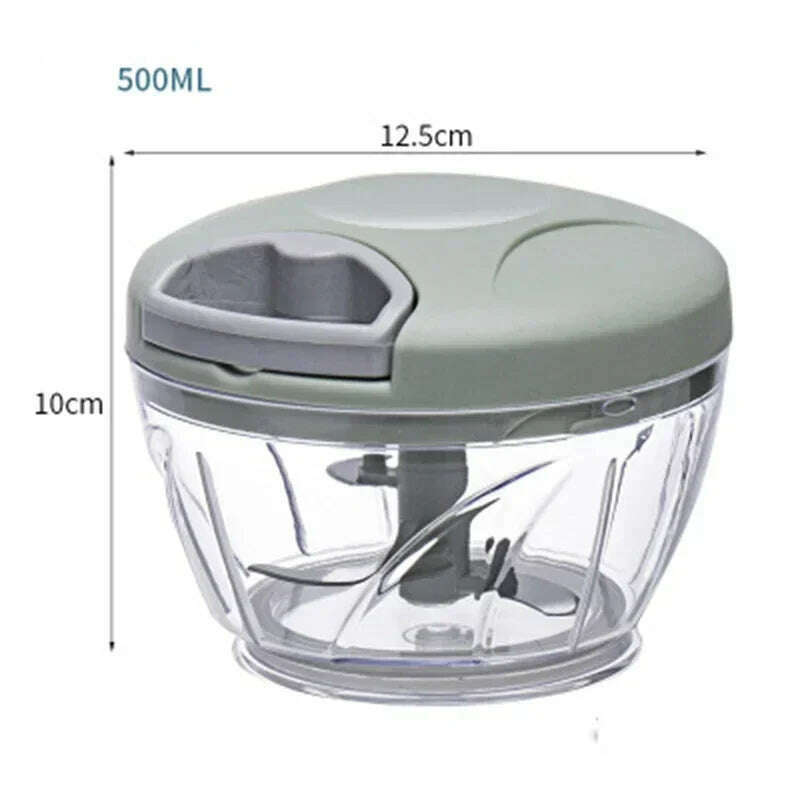 KIMLUD, 500/900ML Garlic Chopper Manual Rotate Vegetable Cutter Chopper Slicer Fruit Garlic Crusher Kitchen Gadget Blenders Meat Grinder, Green 500ml, KIMLUD APPAREL - Womens Clothes