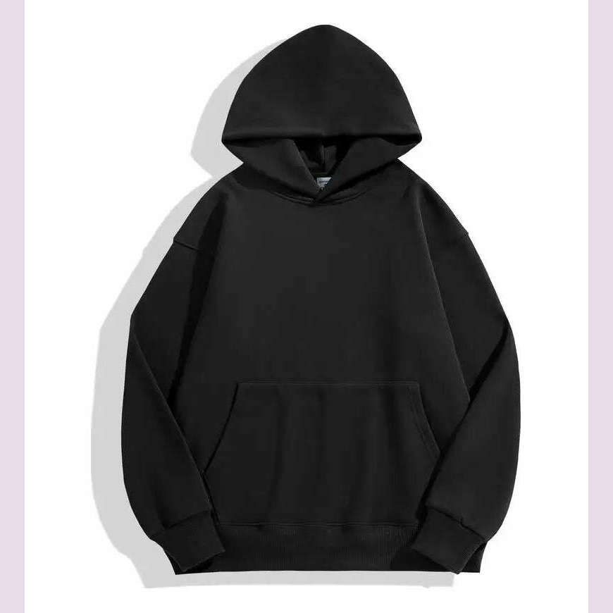 KIMLUD, 500GSM Heavy Weight Fashion Men's Hoodies New Autumn Winter Casual Thick Cotton Men's Top Solid Color Hoodies Sweatshirt Male, Black / 4XL(90-95kg) / CHINA, KIMLUD APPAREL - Womens Clothes