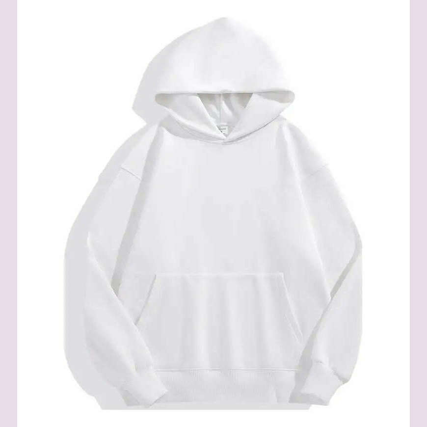 KIMLUD, 500GSM Heavy Weight Fashion Men's Hoodies New Autumn Winter Casual Thick Cotton Men's Top Solid Color Hoodies Sweatshirt Male, WHITE / 5XL(95-100kg) / CHINA, KIMLUD APPAREL - Womens Clothes