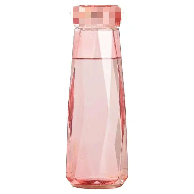 KIMLUD, 500Ml Diamond Shape Water Bottle Outdoor Sport Travel Plastic Water Bottle Portable Leakproof Drinking Cup My Drink Bottle 2022, 401-500ml / red, KIMLUD Womens Clothes