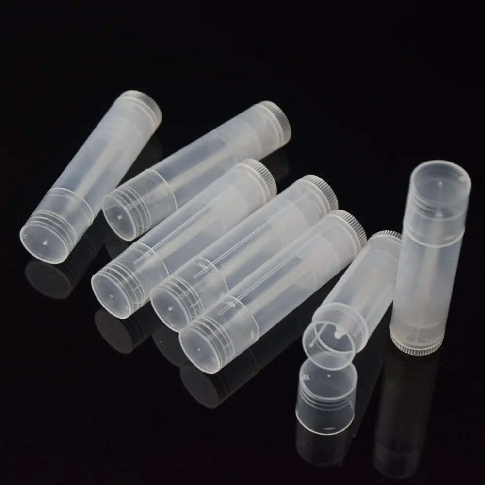 50pcs 5g DIY Lip Balm Container Tubes with Plastic Cap for Homemade Lip Balm Travel Empty Cosmetic Containers Lipstick Tube - KIMLUD