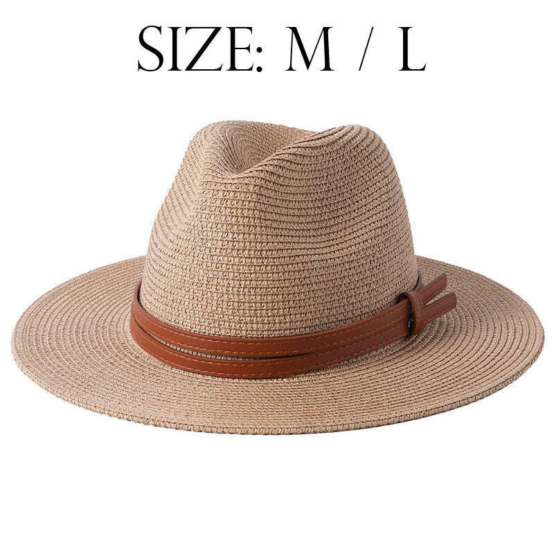 56-58-60CM Panama Hats Women Summer Wide Brim Sun Hat Beach Hat Men Fashion Straw Hat UPF UV Protection Fedoras Cap for Travel - KIMLUD