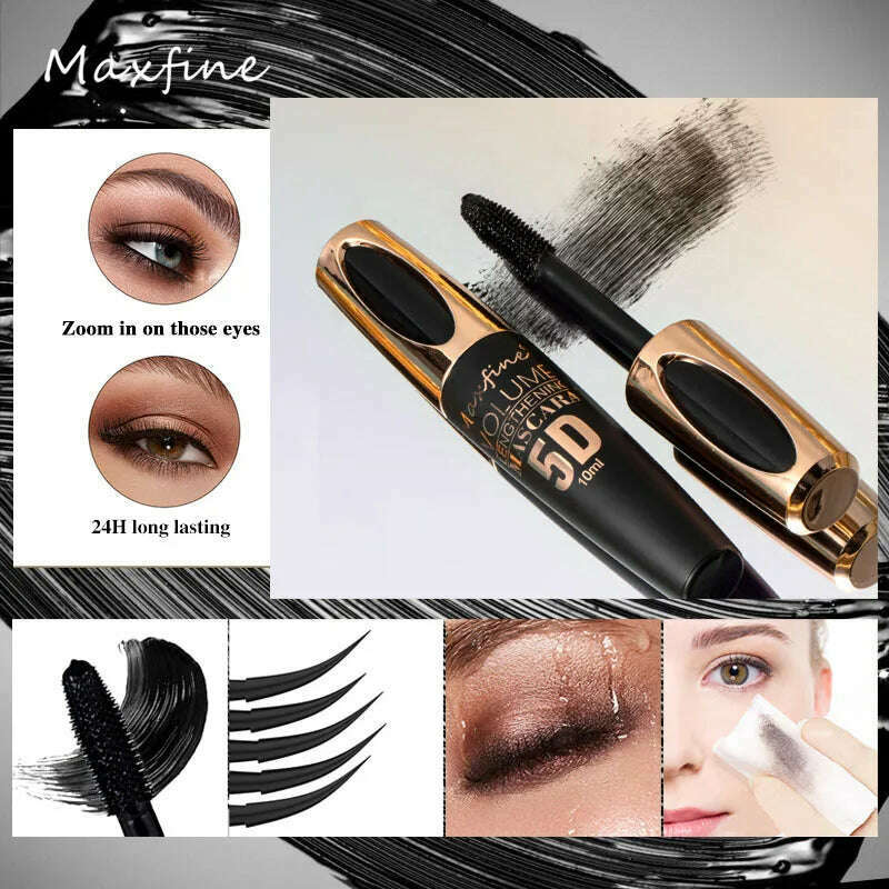 5D silk mascara with big eyes, strong and lasting black content and length, waterproof and non-caking, and prolonged mascara. - KIMLUD