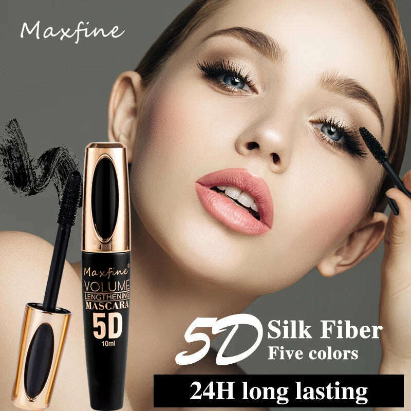 KIMLUD, 5D silk mascara with big eyes, strong and lasting black content and length, waterproof and non-caking, and prolonged mascara., KIMLUD Womens Clothes