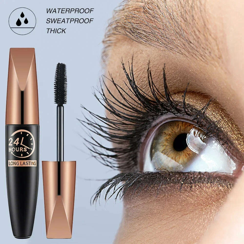 KIMLUD, 5D Waterproof Mascara Lengthens Eyelashes Extension Black Silk Fiber Mascara Female Makeup Cosmetic Waterproof Mascara, KIMLUD Womens Clothes