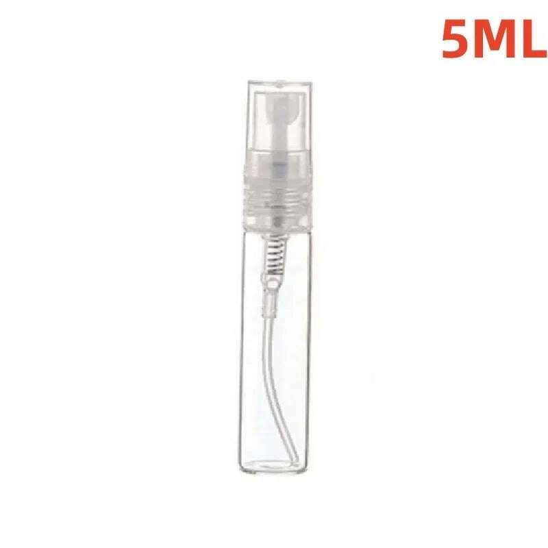 KIMLUD, 5Ml Perfume Atomizer Portable Liquid Cosmetics Containers Traveling Mini Alcochol Perfume Refillable Bottles Empty Spray Bottle, 5ML Transparent, KIMLUD Womens Clothes