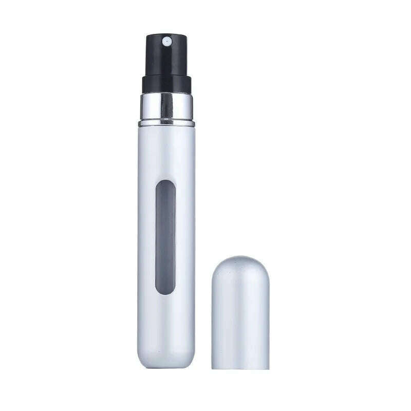 KIMLUD, 5Ml Perfume Atomizer Portable Liquid Cosmetics Containers Traveling Mini Alcochol Perfume Refillable Bottles Empty Spray Bottle, 8ML Matte silver, KIMLUD Womens Clothes