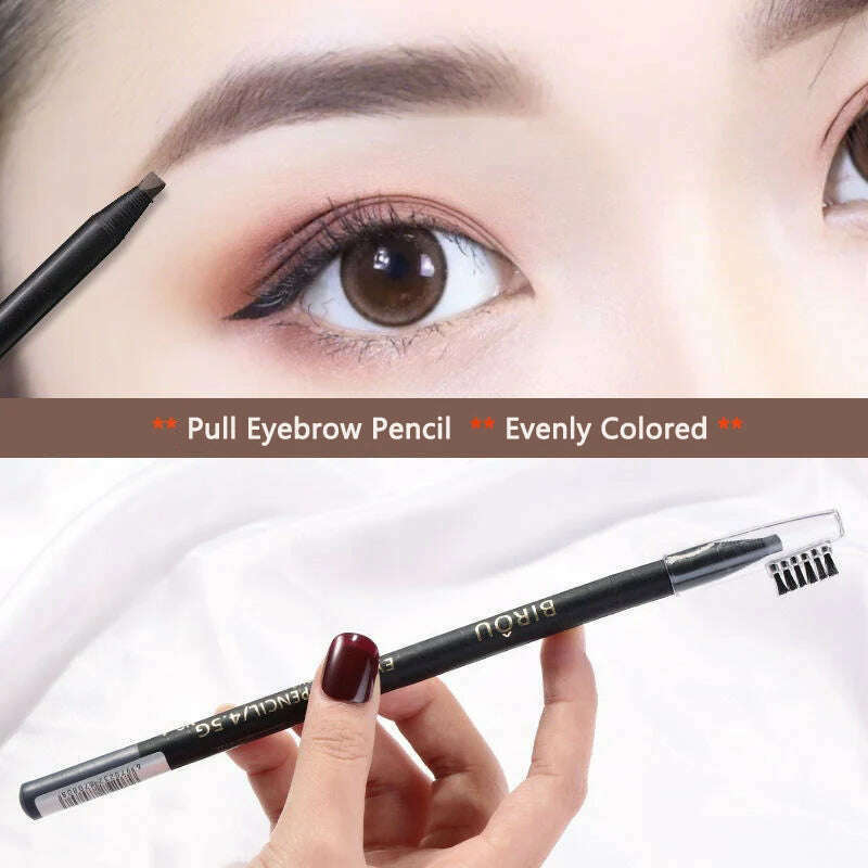 5PCS Haozhuang Waterproof Eyebrow Pencil Brown Cosmetic Pencil Natural Long-Lasting Tattoo Brush Makeup Set Beauty Wholesale - KIMLUD