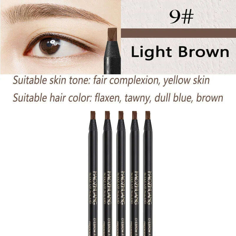 5PCS Haozhuang Waterproof Eyebrow Pencil Brown Cosmetic Pencil Natural Long-Lasting Tattoo Brush Makeup Set Beauty Wholesale - KIMLUD