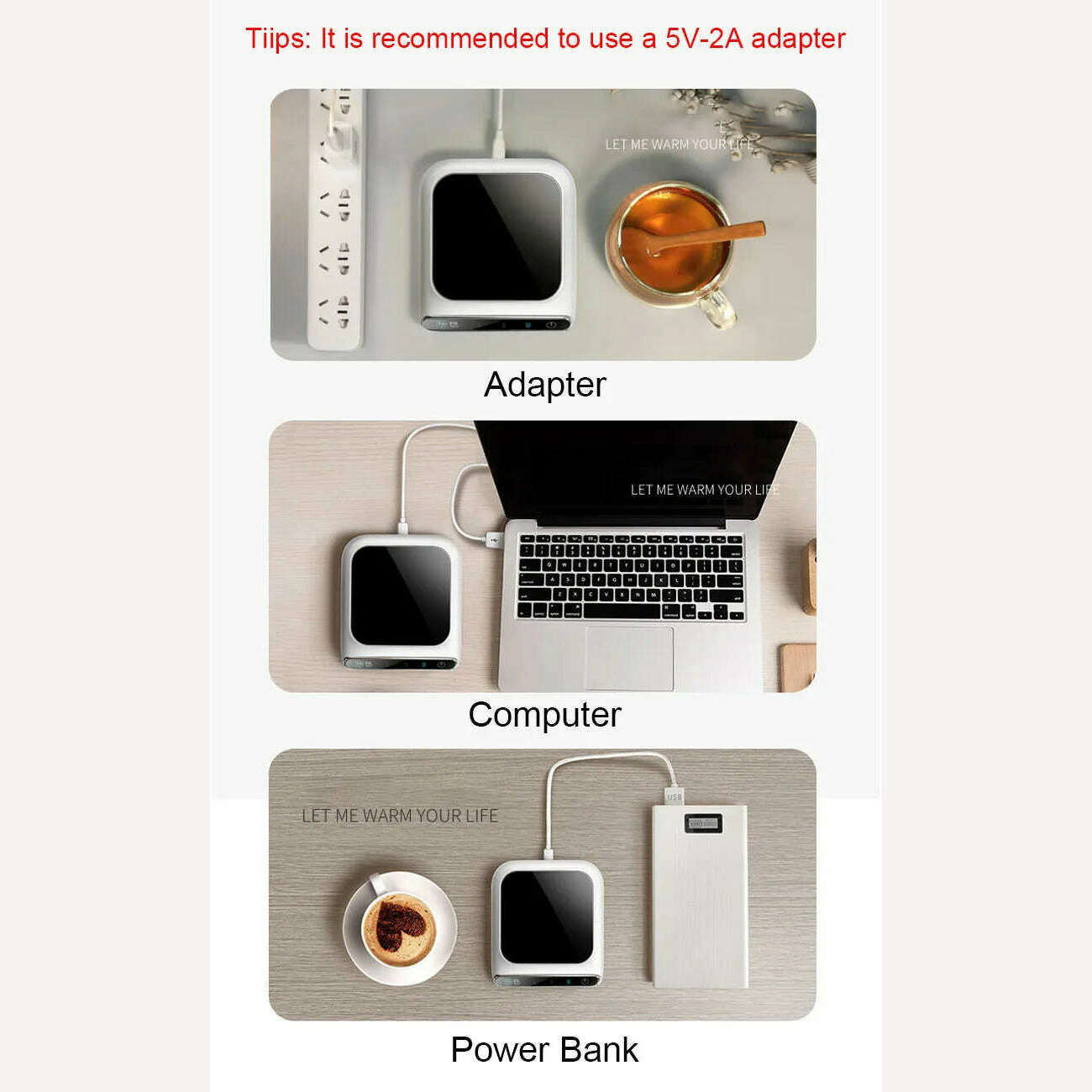 5V Cup Smart USB Heated Mug Coaster Cup Heater Taza Calienta Agua Thermostatic Cup Mat Pad Oficina Hot Milk Coffee Warmer Pad - KIMLUD